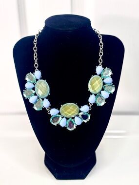 Charming Charlie Statement Mint & Light Blue Necklace Signed